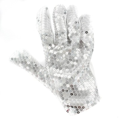 Glove White with Silver Sequins Pk1 