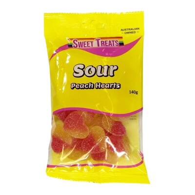 Sour Peach Hearts Lollies 140g