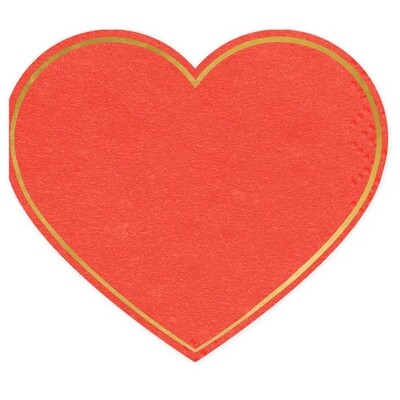 Red Heart Shaped 3 Ply Paper Lunch Napkins Pk 20