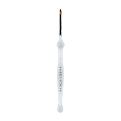 Sweet Sticks Cake Decorating Brush Filbert #2 Custom Grip Handle 8mm Bristles 4mm Head Fondant Cookie Painting Brush Soft Synthetic Detail Tool