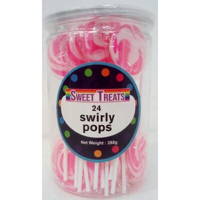 Pink Swirl Lollipops (288g - 12g Each) Pk 24