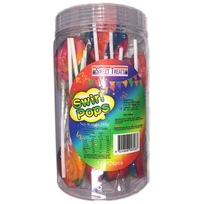 Rainbow Swirl Lollipops (288g - 12g Each) Pk 24