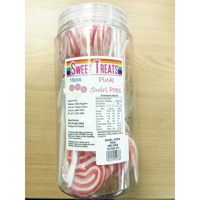 Pink Swirl Pops (Strawberry) 480gm Pk 16