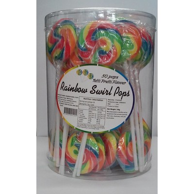 Rainbow Swirl Lollipops (750g - 15g Each) Pk 50
