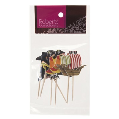 Assorted Pirate Themed Cake Topper Picks Pk 8