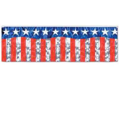 USA American Stars & Stripes Metallic Fringed Banner Pk 1