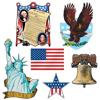 Patriotic American USA Icons Cutouts Decorations (Pk 6)