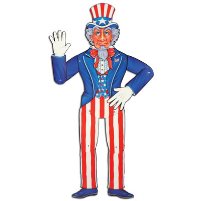 Uncle Sam USA American Jointed Cutout Decoration (91cm) Pk 1