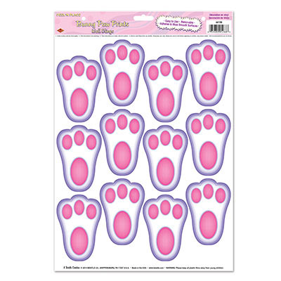 Easter Bunny Paw Prints Wall Clings Pk 12