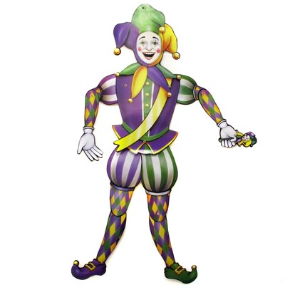 Masquerade Party Decoration - Jointed Jester Male Cutout (97cm) Pk1 