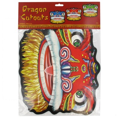 Scene Cutout Chinese Dragon Faces 16in Pk3 