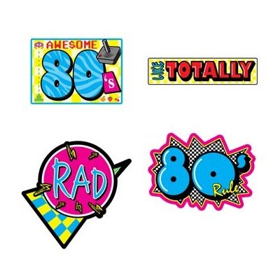 Awesome 80's Cutouts Pk 4 (Assorted Designs)