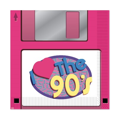 I Love The 90's Pink Floppy Disk 2 Ply Lunch Napkins Pk 16