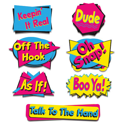 I Love The 90's Phrase Cutouts Pk 7 (Assorted Designs)