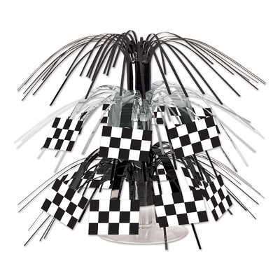 Black & White Check Flag Motor Racing Mini Cascade Centrepiece Pk 1