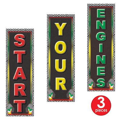 Double Sided Start Your Engines Racing Cutouts (Pk 3)