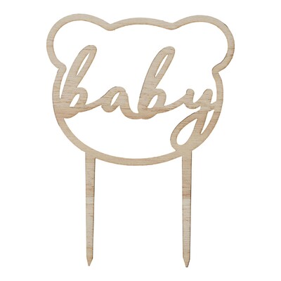 Ginger Ray Wooden Baby Teddy Bear Cake Topper