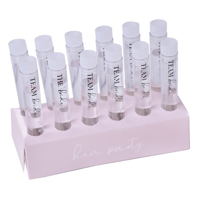 Ginger Ray Hens Party Team Bride Shot Tubes with Tray (Pk 12)