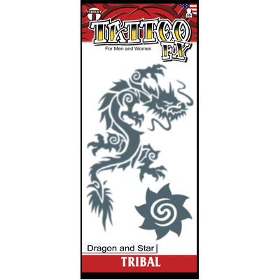 Tribal Dragon and Star Temporary Tattoo (Pk 1)