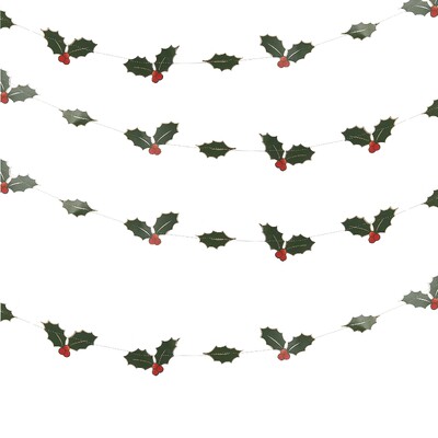 Ginger Ray Christmas Traditional Holly Garland (5m)