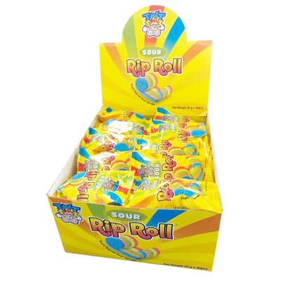 TNT Sour Rip Roll Fruit Flavours Confectionery 20g Pk 40