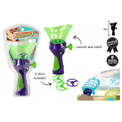 Assorted Colour Flying Disc Launcher with Catcher (Pk 1)