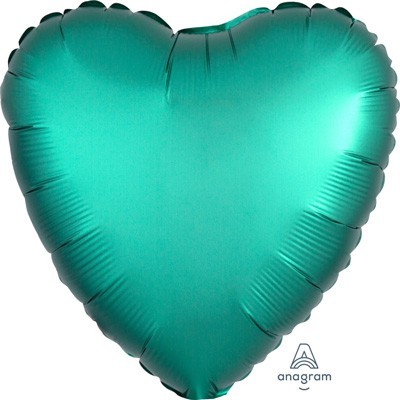 Satin Jade Green 17in. Heart Foil Balloon Pk 1
