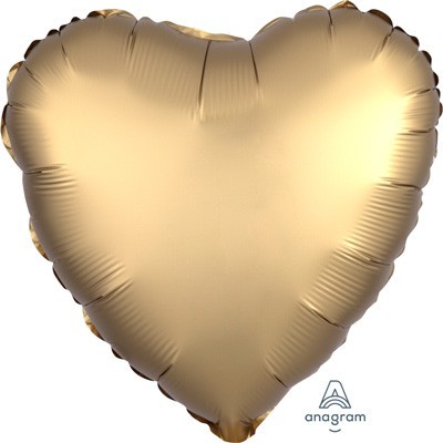 Satin Gold 17in. Heart Foil Balloon Pk 1