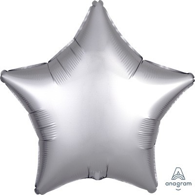 Satin Platinum Silver 19in. Star Foil Balloon Pk 1