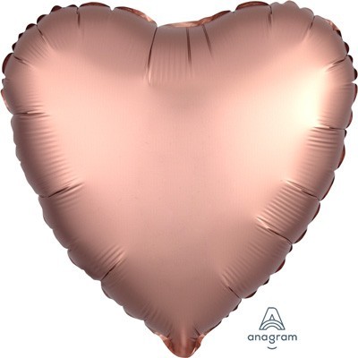 Satin Rose Gold 17in. Heart Foil Balloon Pk 1