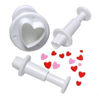 Cake Decorating Assorted Size Heart Plunger Cutter Pk 3 