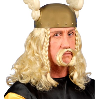 Viking Wig & Moustache Set Blonde Barbarian Costume Accessory