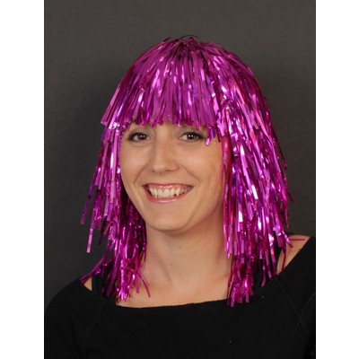 Hot Pink Tinsel Wig Pk 1 