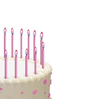 Pink Flame Cake Candles 5cm Pk 12 