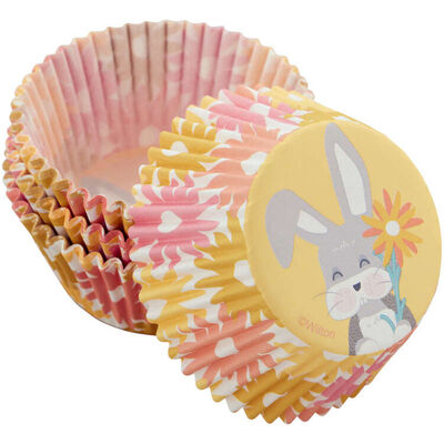 Cupcake Cases Happy Easter Bunny with Flowers Pk 75