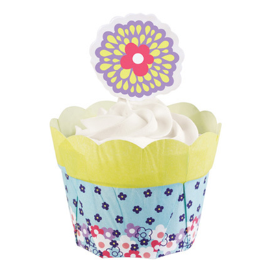 Peony Flower Pot Cupcake Decorating Kit Pk 1 (12 Cases & 12 Picks)