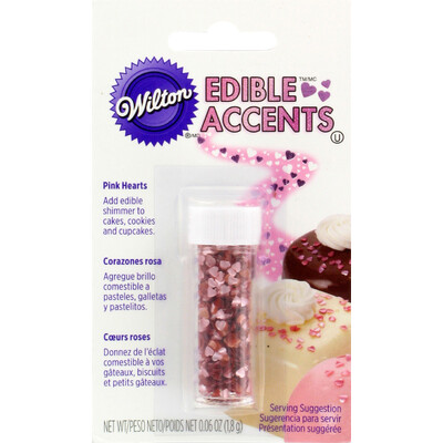 Cake Decorating Sprinkles - Edible Mini Pink Heart Accents (1.8g) Pk 1