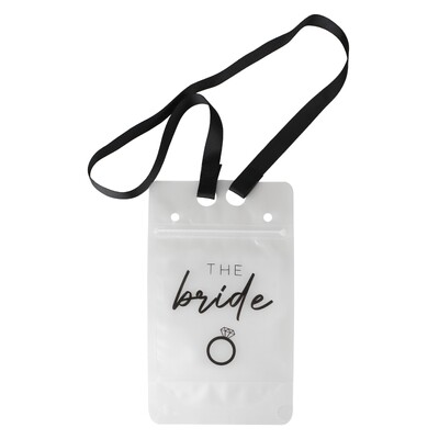 Ginger Ray The Bride Hens Party Drink Pouch with Straw & Lanyard Pk 1