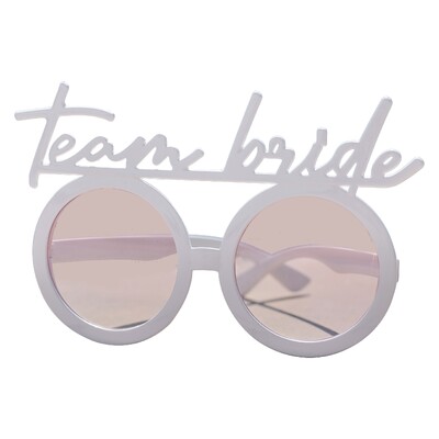 Ginger Ray White Team Bride Eye Glasses with Pink Lenses