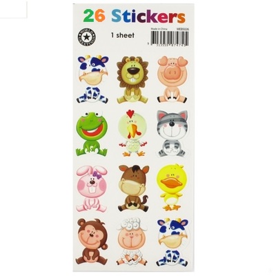 Stickers Two Fold Baby Animals (1 Sheet of 27 Stickers)