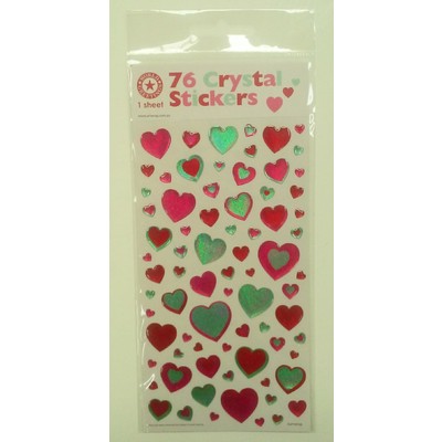 Assorted Bubble Hearts Crystal Stickers (76 Stickers)
