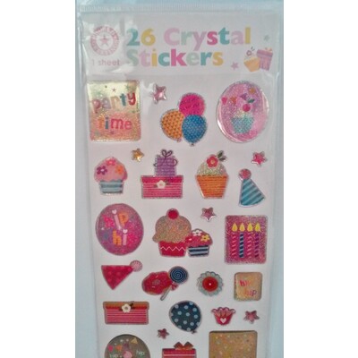 Happy Birthday Assorted Crystal Stickers (26 Stickers) Pk 1 
