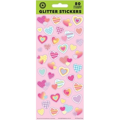 Heart Glitter Stickers (2 Sheets 80 Stickers)
