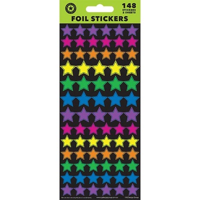 Foil Colour Stars Stickers (2 Sheets 148 Stickers)