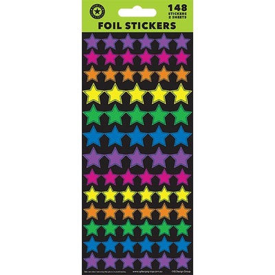 Foil Colour Stars Stickers (2 Sheets 148 Stickers)