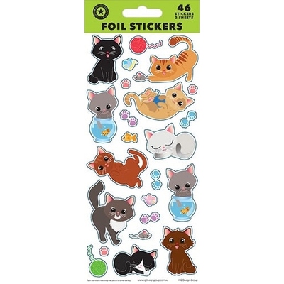 Kittens & Cats Foil Stickers (2 Sheets 46 Stickers)