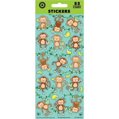 Monkey Stickers (2 Sheets 53 Stickers)