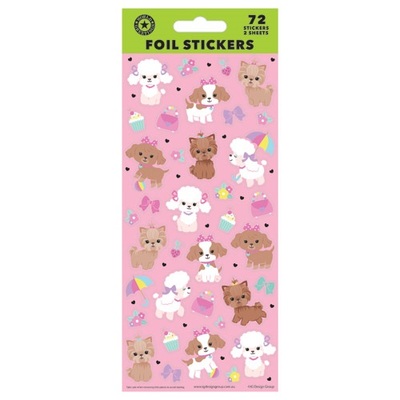 Puppies Pups Foil Stickers (2 Sheets 72 Stickers)
