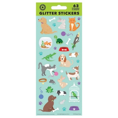 Pet Friends Glitter Stickers (2 Sheets 63 Stickers)