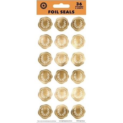 Gold Foil Seals Stickers Pk 36
